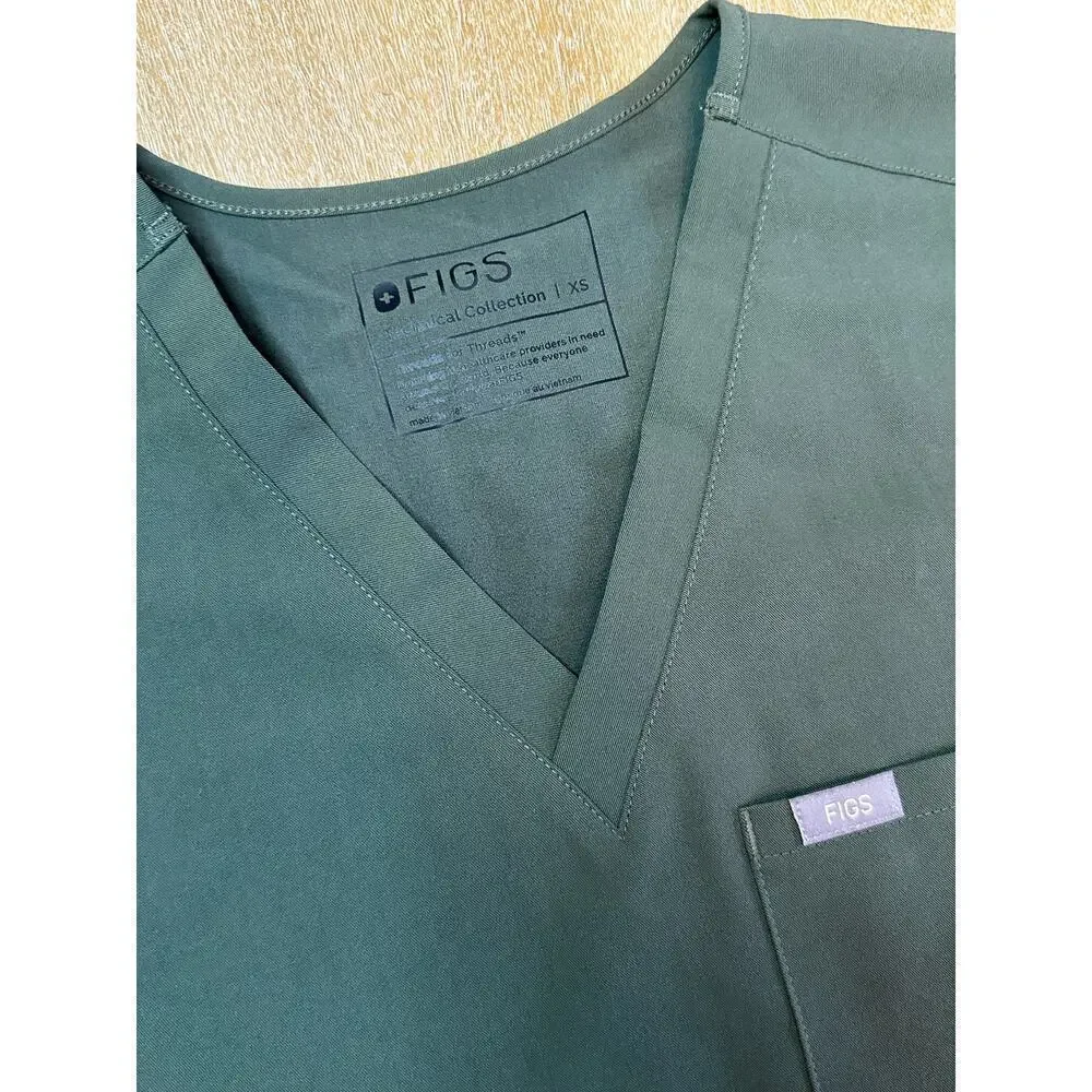 Figs Catarina‎ One-Pocket Scrub Top DARK MOSS XS